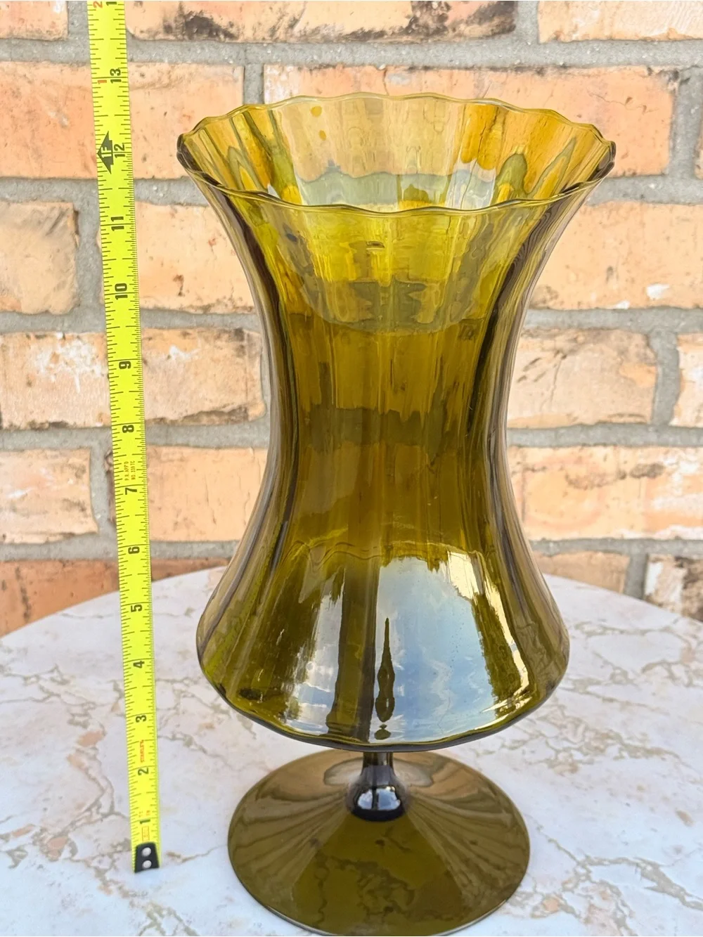 Vintage Italian Empoli Green Pedestal Vase